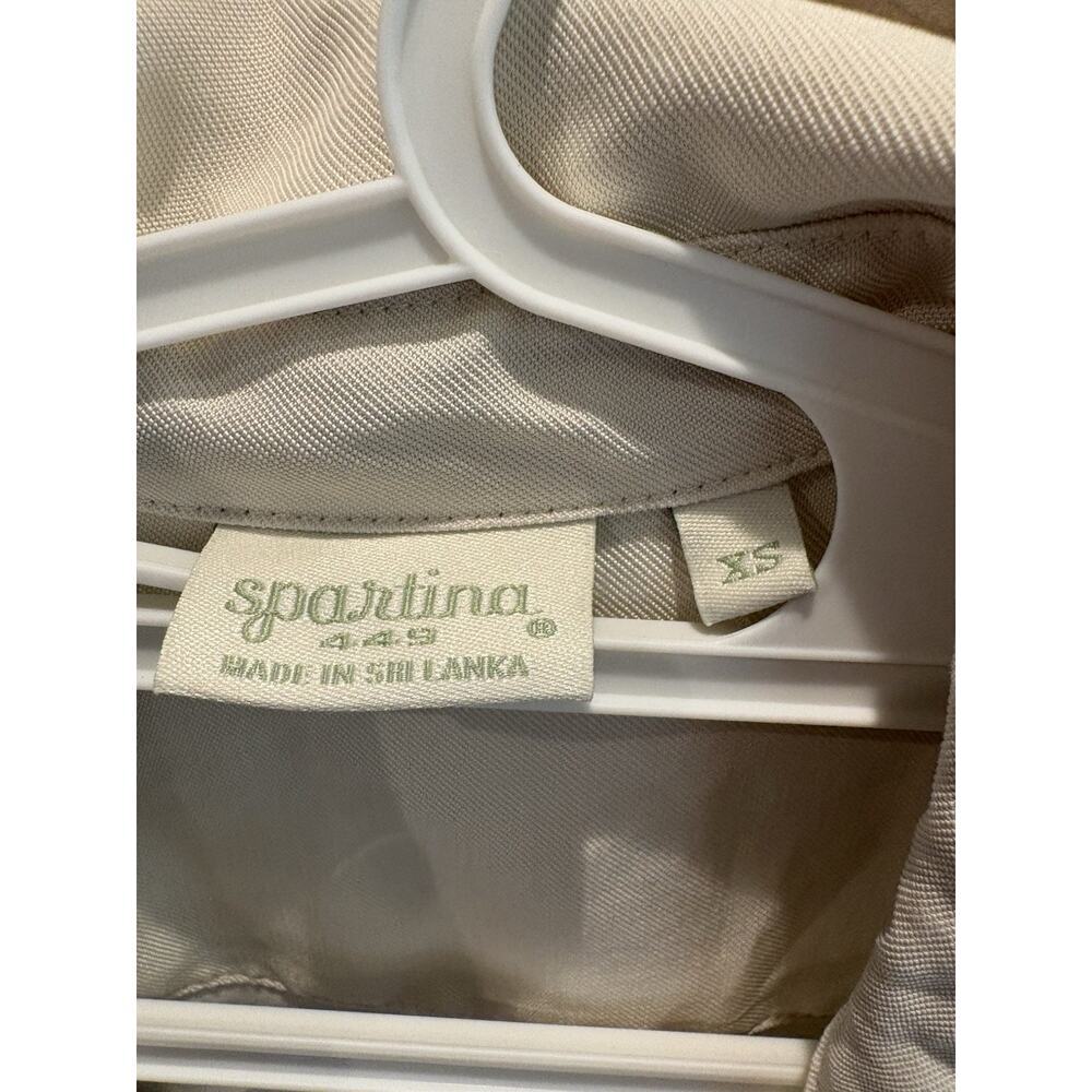 Spartina 449 Stevie Blouse XS Alabaster White Faux Wrap Collared Minimalist Chic - Picture 3 of 9